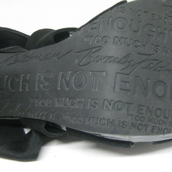 Beverly Feldman Lace-up, Peep toe caged heels, black, size 10M - Picture 9 of 12